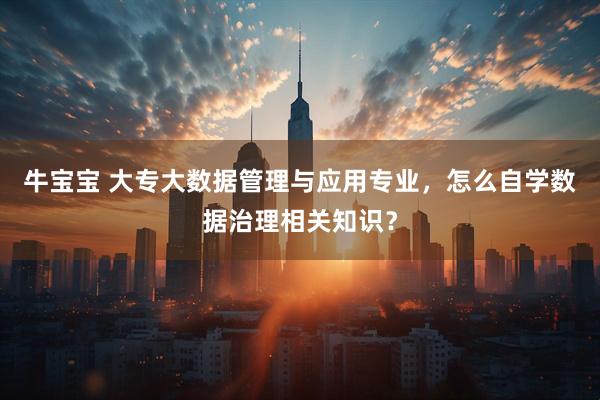 牛宝宝 大专大数据管理与应用专业，怎么自学数据治理相关知识？